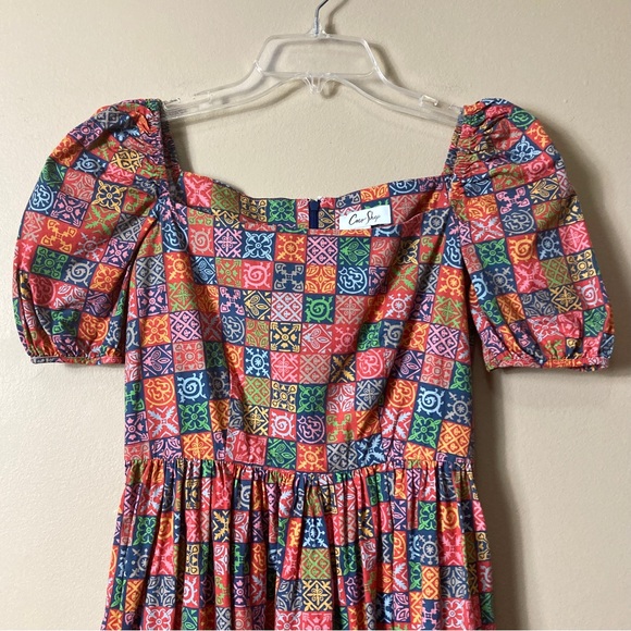 Coco Shop Short-Sleeve Maxi Dress in Navy Checkerboard - Picture 8 of 16